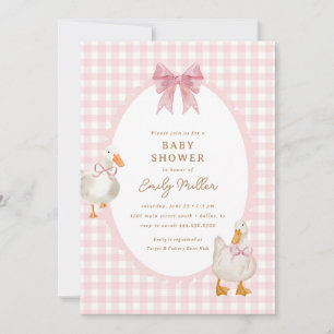 Invitation Baby shower Coquette de canard à oie rose