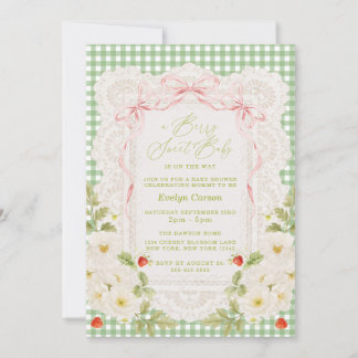 Invitation Baby Shower Coquette Dentelle Douce aux Fruits