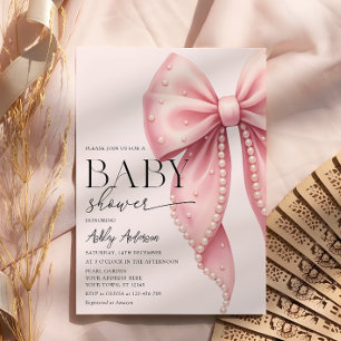 Invitation Baby Shower Coquette Ruban Rose