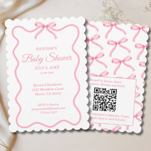 Invitation Baby shower coquette simple de fille de cou rose