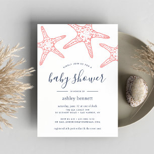 Invitation Baby shower Coral Starfish