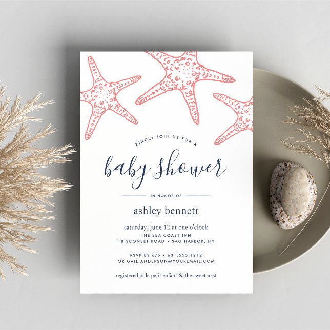 Invitation Baby shower Coral Starfish (Créateur téléchargé)