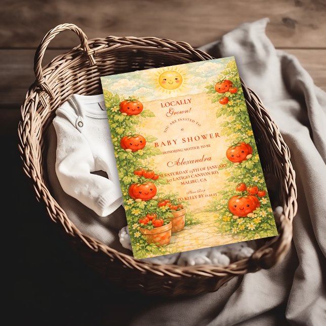 Invitation Baby Shower Cottage Jardin Tomate (Créateur téléchargé)