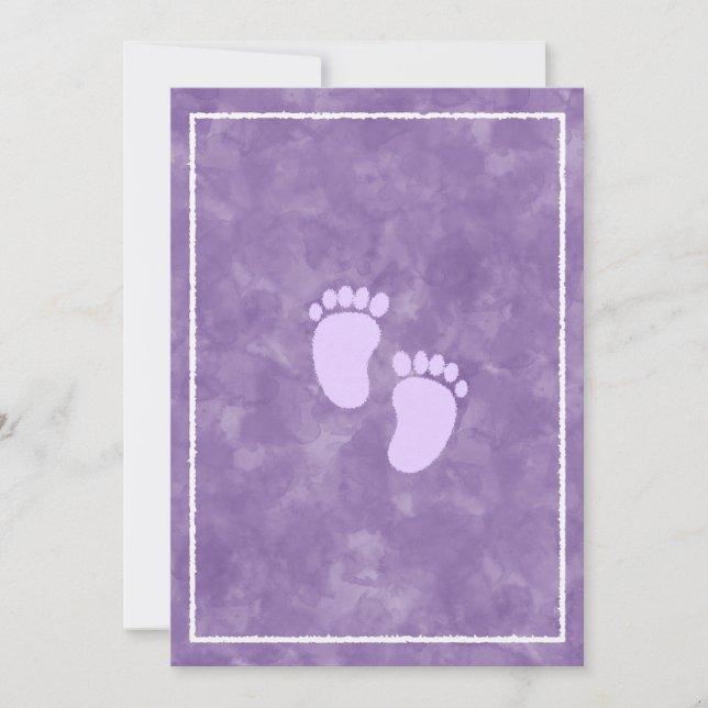 Invitation Baby shower couleur d'eau violet Modèle rectangle (Devant)