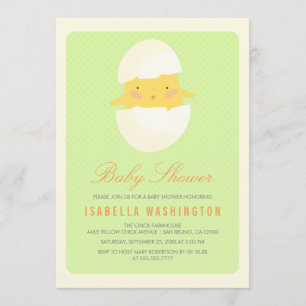 Invitation Baby shower  Coup d'Oeuf de poussin jaune