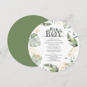 Invitation Baby Shower Couple Animaux de la Jungle Botanique 