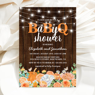 Invitation Baby Shower Couple BBQ   Barbecue d'automne BaByQ