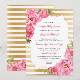 Invitation Baby shower couple, fille or rose