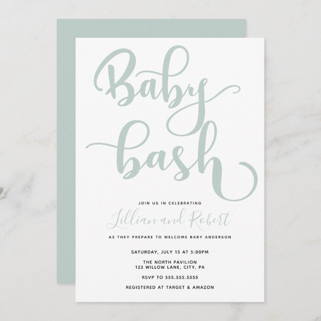 Invitation Baby shower Couples Bébé Bash (Devant / Derrière)