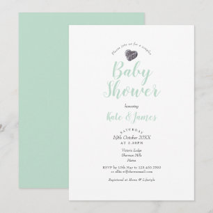 Invitation Baby shower Couples Coeur de galets / Saupoudrer