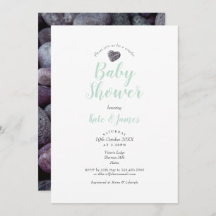 Invitation Baby shower Couples Coeur de galets / Saupoudrer