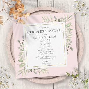 Invitation Baby Shower Couples Fille Rose Aquarelle