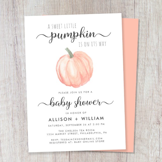 Invitation Baby shower Couples petit Citrouille (Celebrate the upcoming arrival of your autumn baby with a pumpkin-themed couple's baby shower)