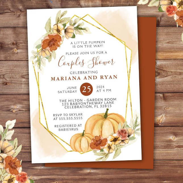 Invitation Baby Shower Couples Petite Citrouille Automne Rust (Créateur téléchargé)