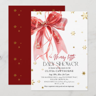 Invitation Baby Shower Couronne Rouge Noël d'Hiver
