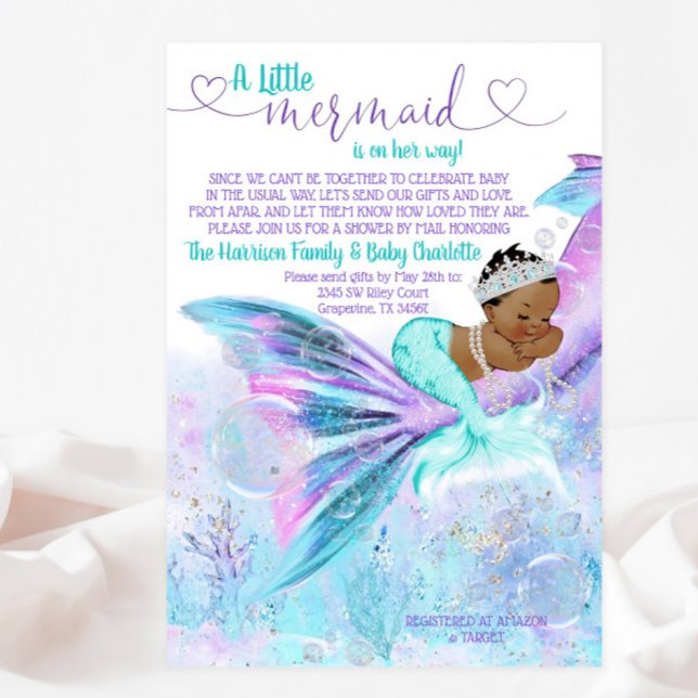 Invitation Baby Shower Courrier Sirène Africaine (Créateur téléchargé)