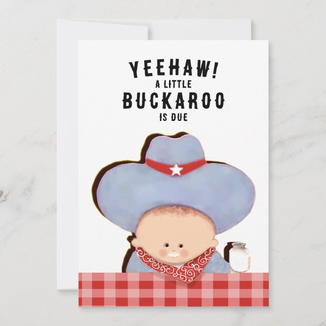 Invitation Baby Shower Cow-boy (Devant)