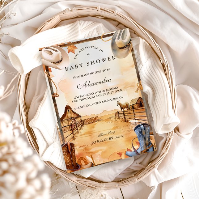 Invitation Baby Shower Cow-Boy Far West (Créateur téléchargé)