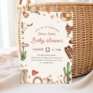 Invitation Baby Shower Cow-boy Far West Occidental