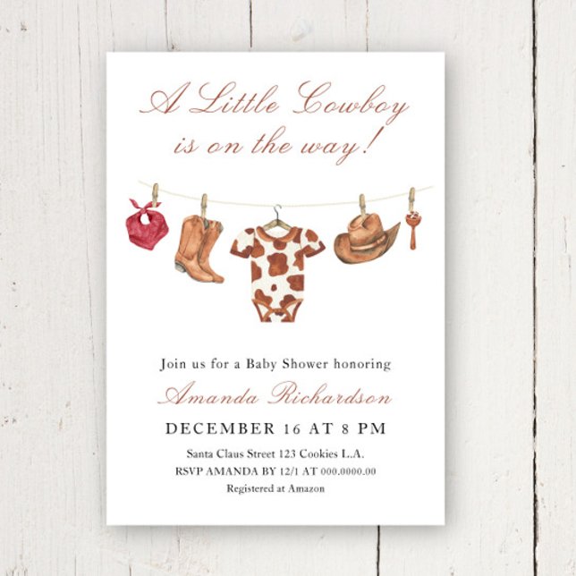 Invitation Baby Shower Cow-boy Far West Rodeo (Créateur téléchargé)