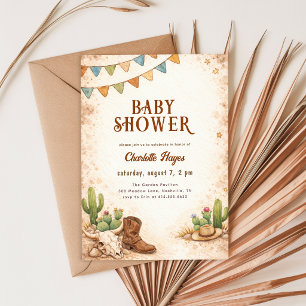 Invitation Baby Shower Cow-boy Rustique Far West
