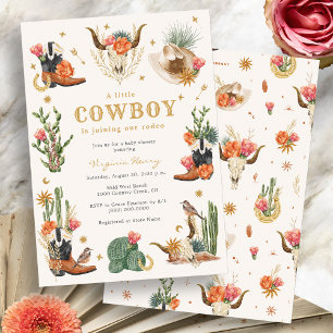 Invitation Baby shower Cow-boy Western sauvage