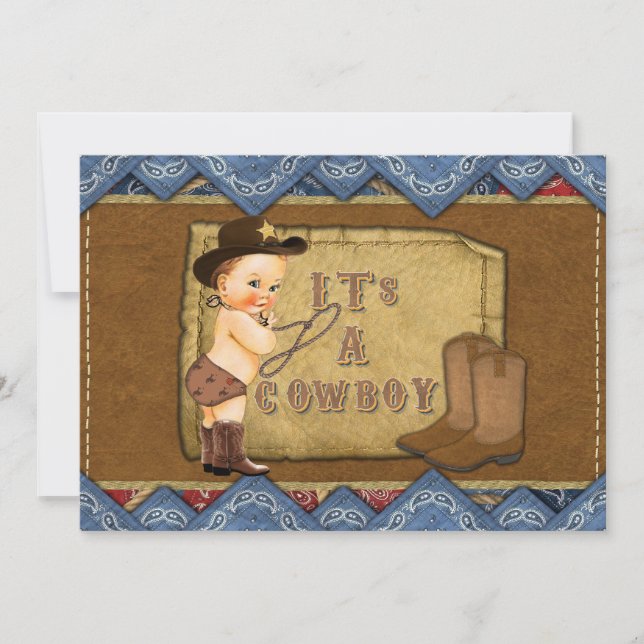 Invitation Baby shower Cowboy (Devant)