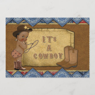 Invitation Baby shower Cowboy Afro-Américain