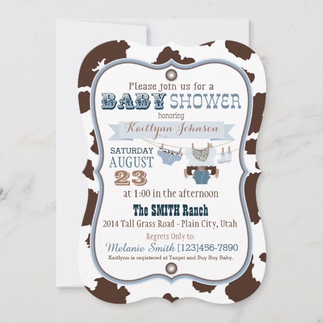 Invitation Baby shower Cowboy Bandanna Jumper (Devant)