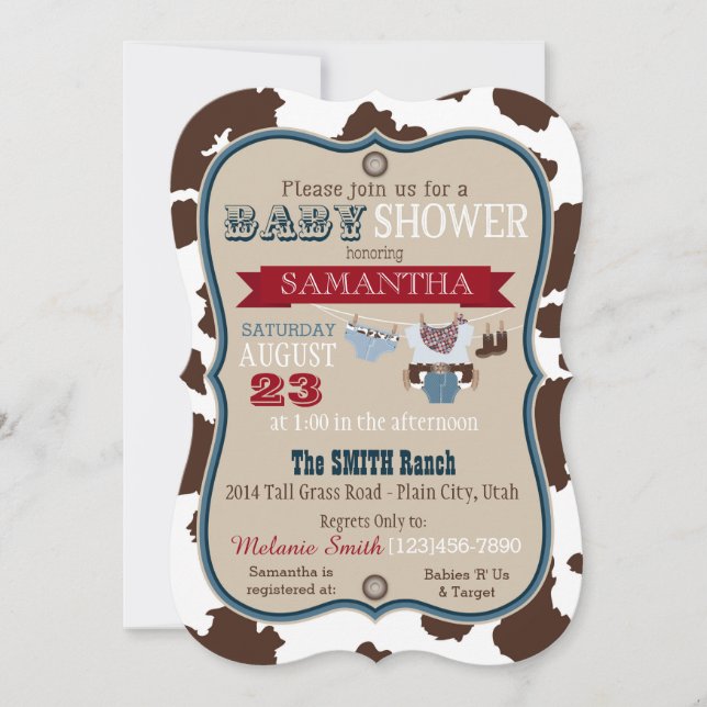 Invitation Baby shower Cowboy Bandanna Jumper (Devant)