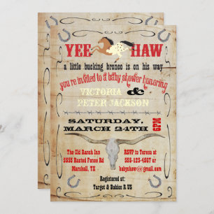 Invitation Baby shower Cowboy Bucking Bronco Couples