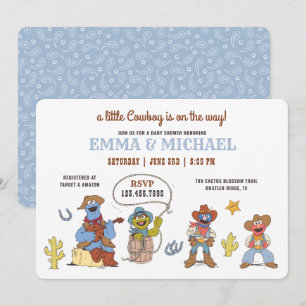 Invitation Baby shower Cowboy de la rue Sesame