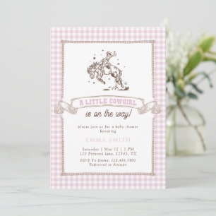 Invitation Baby shower Cowboy Gingham rose Western sauvage vi