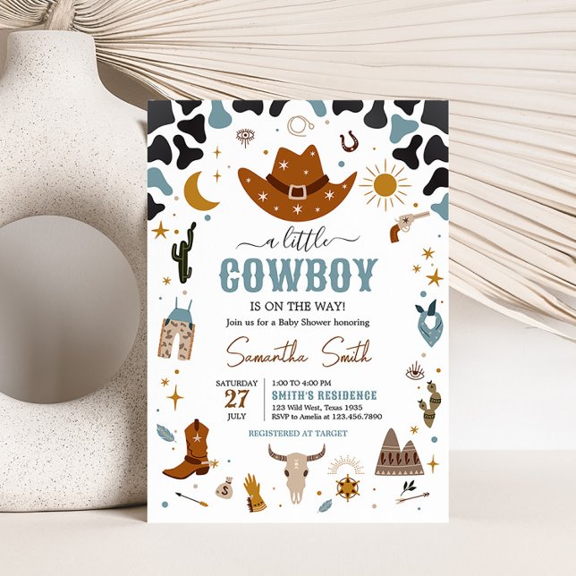 Invitation Baby shower Cowboy Wild West (Country Western Rodeo Baby Shower Invitation)