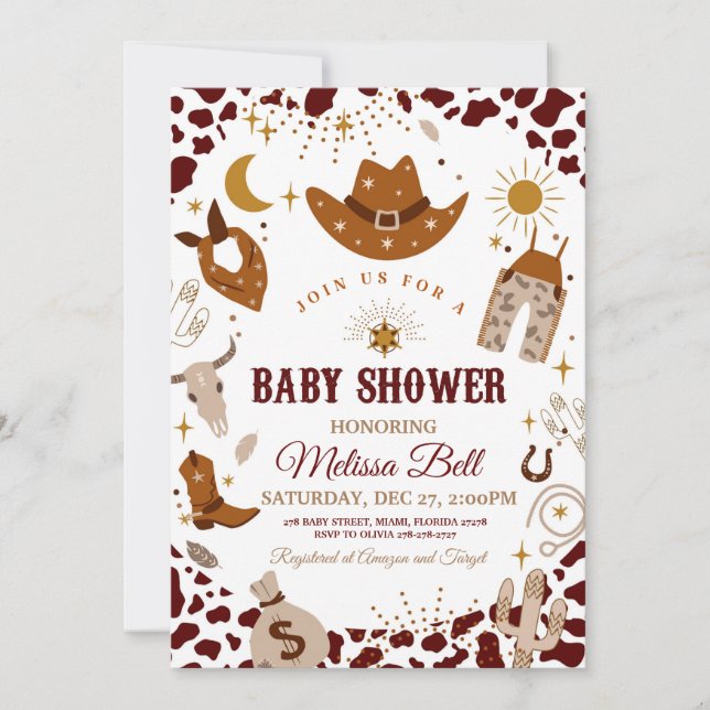 Invitation Baby shower Cowboy Wild West Invitation (Devant)