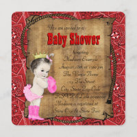 Baby Shower Cowgirl au Bandana Rouge