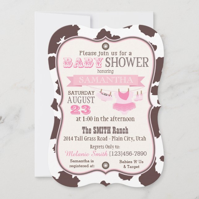 Invitation Baby shower Cowgirl Bandanna Tutu (Devant)