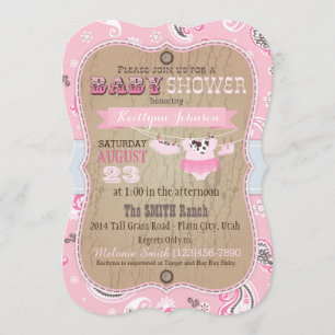 Invitation Baby shower Cowgirl Bandanna Tutu