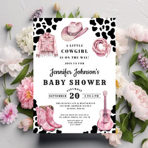 Invitation Baby Shower Cowgirl de Campagne Rose