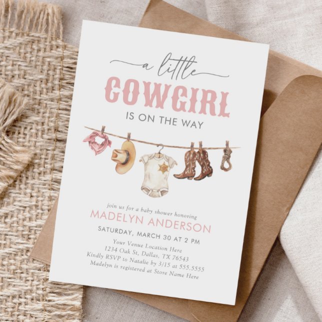 Invitation Baby shower cowgirl rose (Créateur téléchargé)