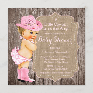 Invitation Baby Shower Cowgirl Rustique