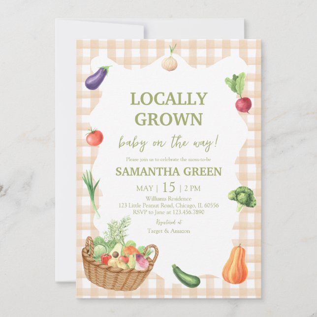 Invitation Baby shower cultivé localement (Devant)