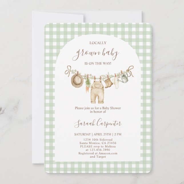 Invitation Baby shower cultivé localement (Devant)
