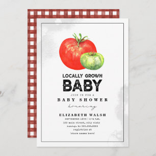 Invitation Baby shower cultivé localement En vichy aquarelle 