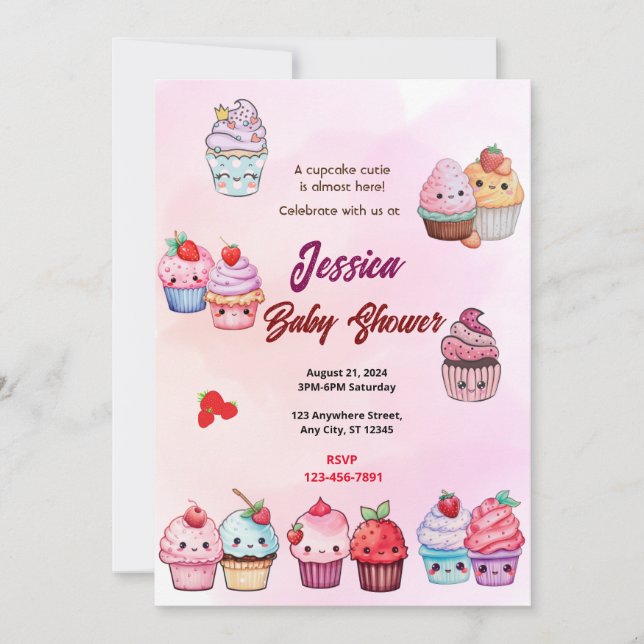 Invitation Baby shower Cupcake (Devant)