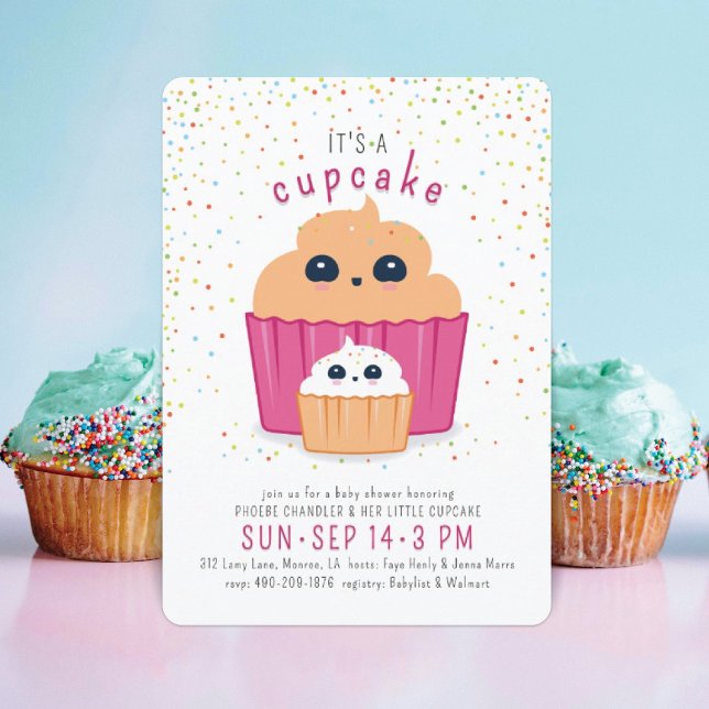 Invitation Baby-Shower Cupcake Maman & Bébé (Créateur téléchargé)