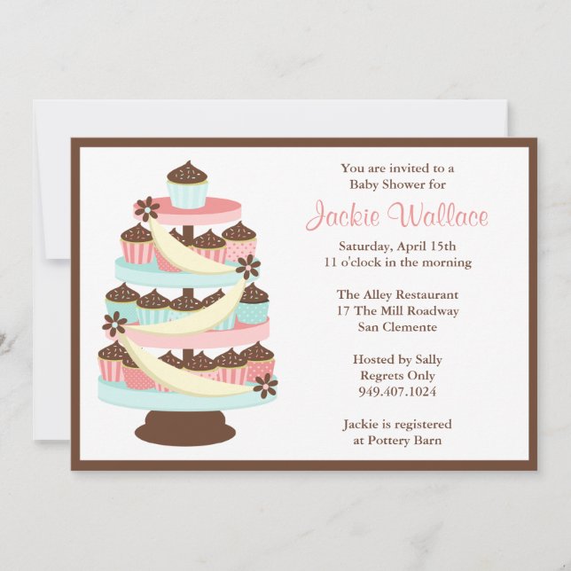 Invitation Baby shower Cupcake Tower (Devant)