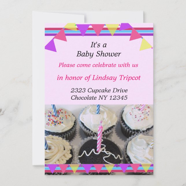 Invitation Baby shower Cupcakes (Devant)