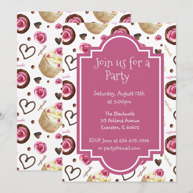 Invitation baby shower cupcakes (Devant / Derrière)