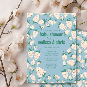 Invitation Baby shower CUSTOM D'Aiguille Fraise Blanche